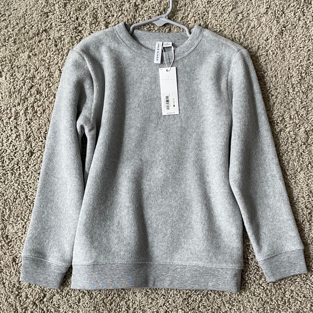 Janie and Jack Gray Kids Fleece Pullover Sweater Sweatshirt Sz 6 NEW